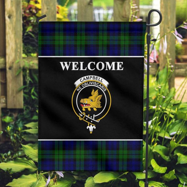 Campbell Modern Tartan Crest Black Garden Flag Hot on Sale