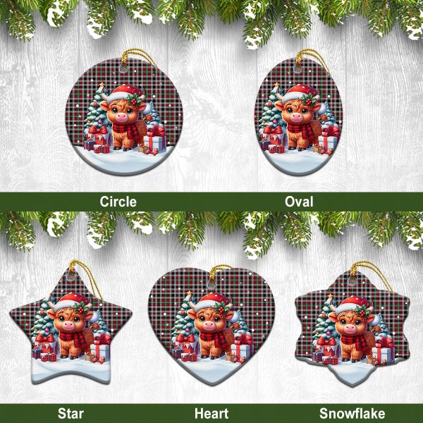 Borthwick Ancient Tartan Christmas Ceramic Ornament - Highland Cow Winter Style Hot on Sale