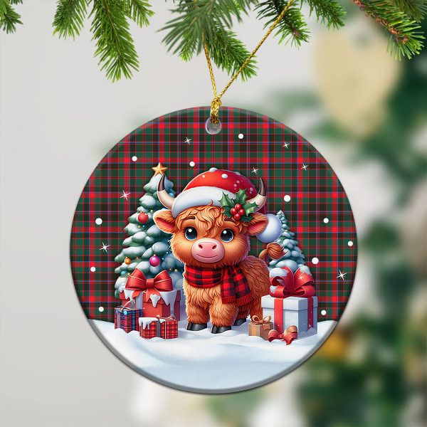 Cumming Hunting Modern Tartan Christmas Ceramic Ornament - Highland Cow Winter Style Supply - Image 2