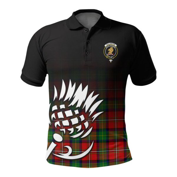 Fullarton Tartan Crest Polo Shirt - Thistle Black Style For Sale