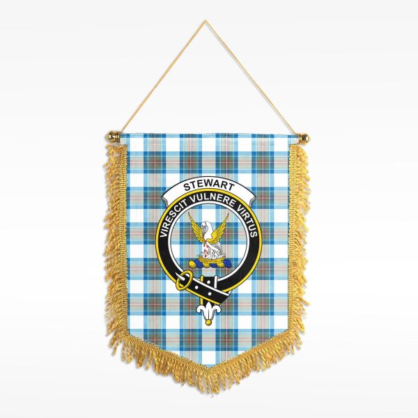 Stewart Muted Blue Tartan Crest Wall Hanging Banner Sale