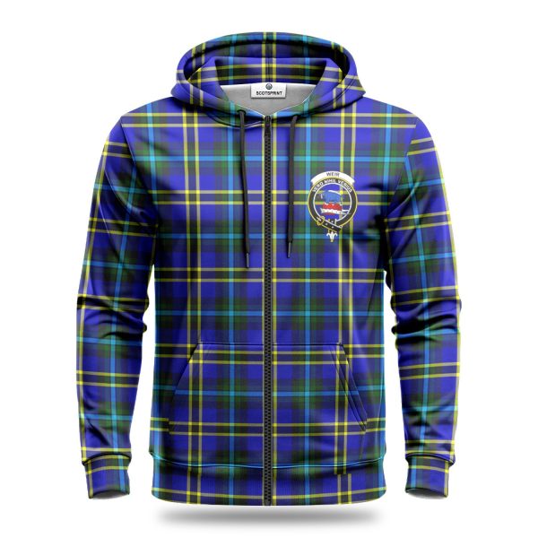 Weir Modern Tartan Crest Hoodie For Sale - Image 3