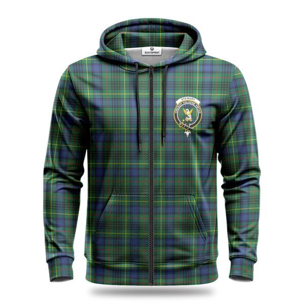 Stewart Hunting Modern Tartan Crest Hoodie on Sale - Image 3