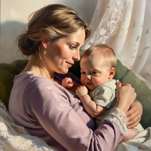 A Portrait Illustrating Maternal Affection Sale - Image 2